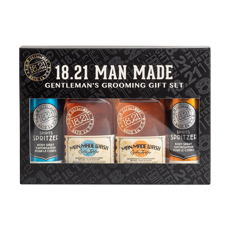 Подарунковий чоловічий набір 18.21 Man Made Gentleman's Grooming Gift Set, Absolute Mahogany &amp; Noble Oud, 4*100 мл